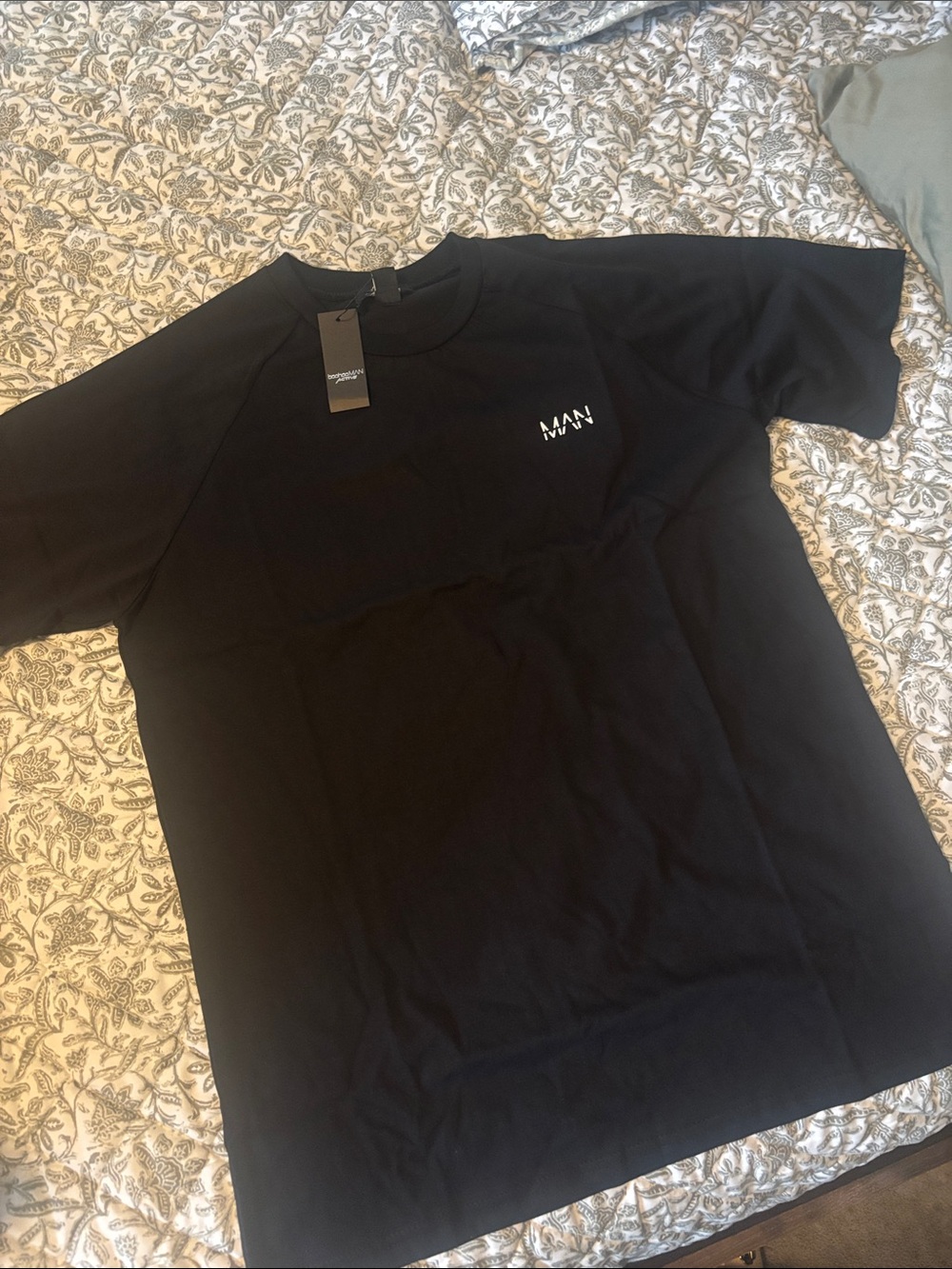 MAN Logo Black Short Sleeve Crewneck Tee